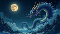 Spellbinding Friendly Rock Hydra , Hazy conditions, ukiyo e art by K shir Onchi, Moonlit