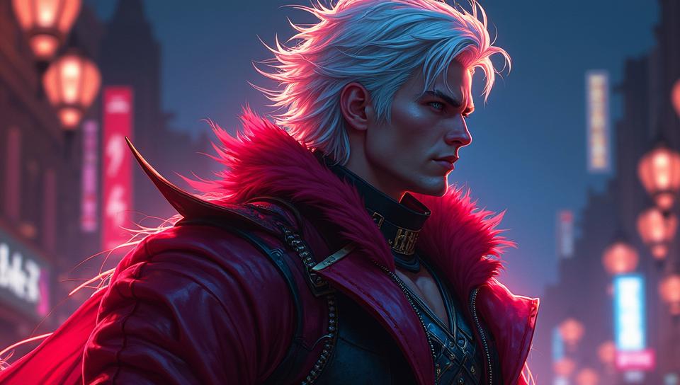 digital art by Ross Tran , muscular Grunge Russian Male Warlord, he has White hair, Messy hair