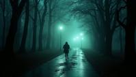 RAW photo, landscape of a Unnatural Black and Mint Network Street, Horror, Magical Realism