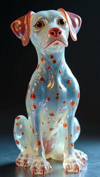 art by David Hettinger, Russell Dauterman and Tang Yau Hoong, A sculpture made of Carnival glass, Kawaii Lovely Dalmatian