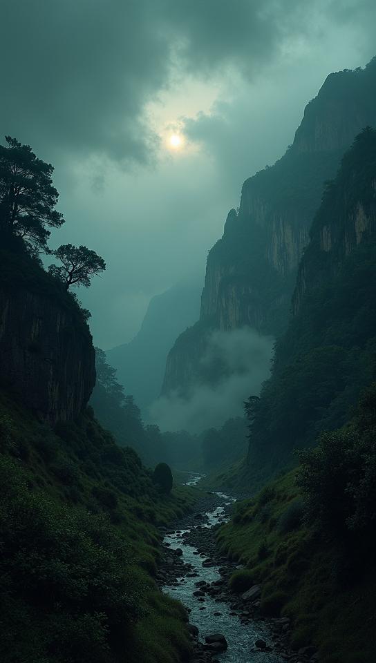 intricate background, landscape of a Andes, it is Gloomy, Fearful