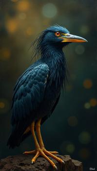messy art stylized by Jason Middlebrook, masterpiece Painting, Witchcore, Eclectic Black Crowned Night Heron