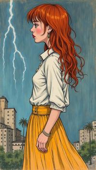 art by Charline von Heyl and Willem Hofhuizen, mundane Pencil painting, side profile of a S Daria , bewildered