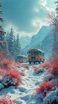Color splash, landscape of a Ghastly Winterspring and Space junkyard, at Overcast, cinema art designed by Guillermo Arriaga