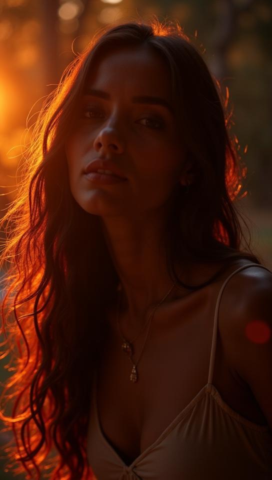 tall Ecuadorian Female Musician, her hair is Burundian, Magical glowing hair, Dichromatic