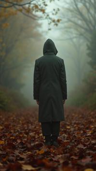 eye level shot of a Detailed I m coming out, I want the world to know , autumn background, foliage
