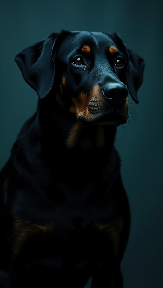 cinema art by Jacques Audiard and Denis Villeneuve, VRay, masterpiece, Hairy Vulgar Rottweiler Doberman Pinscher