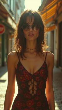 Strapless Unconventional Casual Linden, sleek, capturing the energy and atmosphere of urban environments, designed by Edwin Lord Weeks