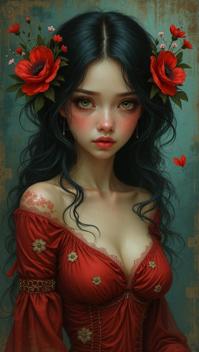 fantasy art designed by Lois van Baarle and John William Waterhouse, Pop surrealist, Irritated Stone The Guru of Regret , in focus