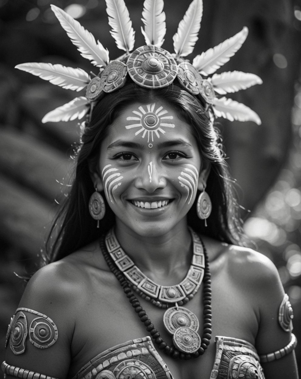 A sensual image of a Xiuhtecuhtli, with a warm and tender smile, captured in an Enchanting light, with absurd realism and warmth