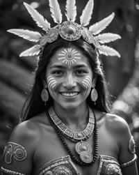 A sensual image of a Xiuhtecuhtli, with a warm and tender smile, captured in an Enchanting light, with absurd realism and warmth
