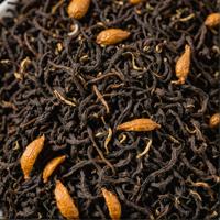A detailed image of a majestic Pure Foul Black tea Pok mon, with a focus on the horror and spooky elements The camera is selective in its focus, highlighting the selectivity and intensity of the black tea flavor