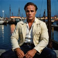 Photograph, Altermodern, highly contrasted, Cyberpunk Expressive Marlon Brando