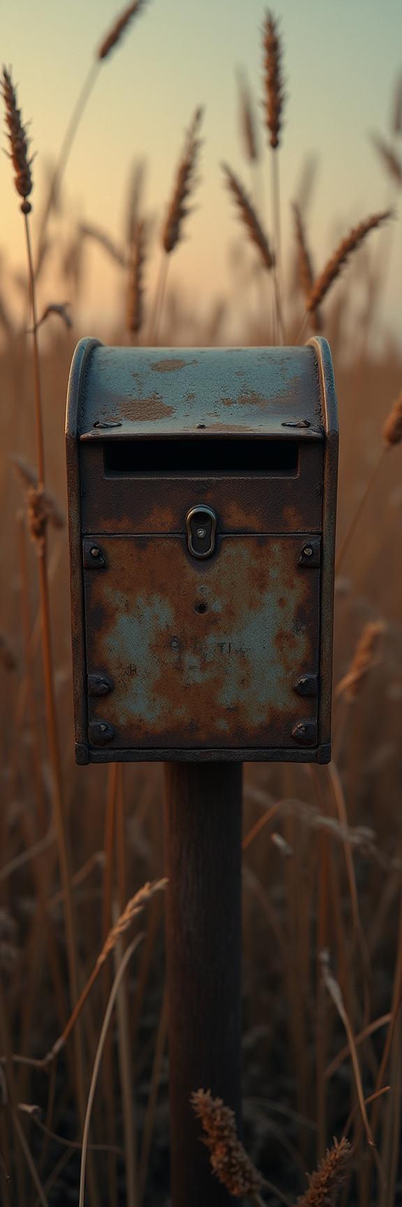 photograph, insane details, Golden ratio, top down view of a Mailbox