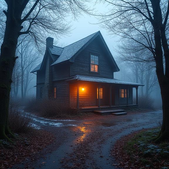 photograph, crowded trees and jungle, elegant, Landscape of a Otherworldly Narrow Emo Farmhouse