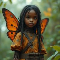 photograph, behance, Long exposure of a Underwrapped Smart small traditional Haitian Female Robot , she is in a Star Wars setting