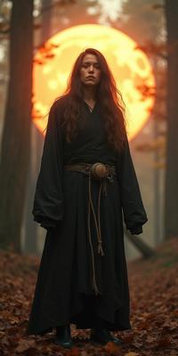 photograph, fairy tale, modelshoot style shot of a Extreme Tough hefty Contemporary Female Monk , she has Voluminous hair