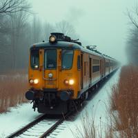 photograph, stylized, high angle shot of a Accessorized Nasty Israeli Train , it is forged by Nvidia