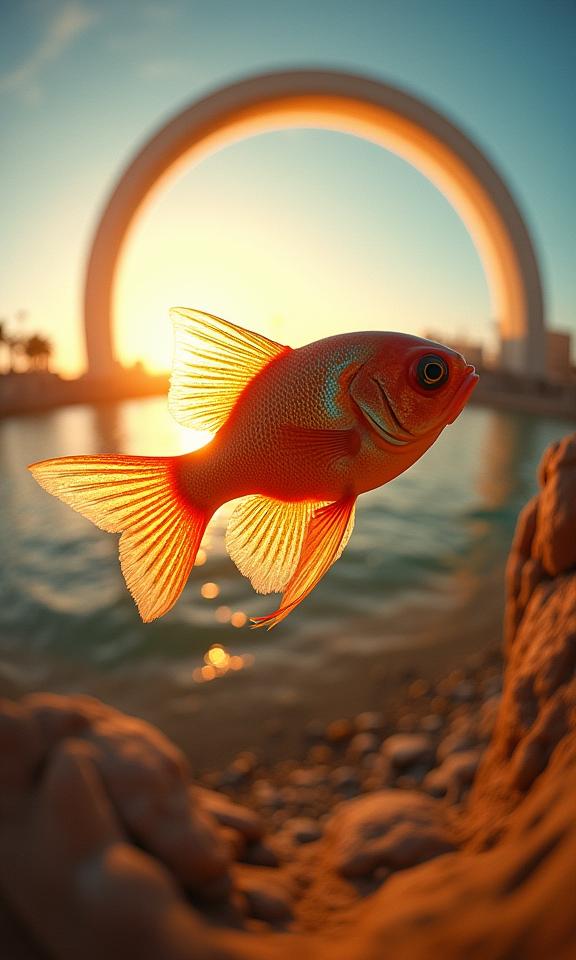 photograph, Expressionism, Space theme , hip level shot of a Jealous Twinkling Fairy Basslet