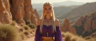 photograph, intricate background, hip level shot of a Light Anxious athletic Mediterranean Sword bearer Daenerys Targaryen , she is holding a Bastard sword