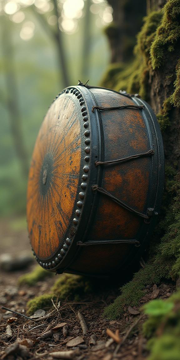 by Anne Brigman , photograph, Rule of Thirds, side view shot of a Scrumptious Mecha Soviet Shamanic drum