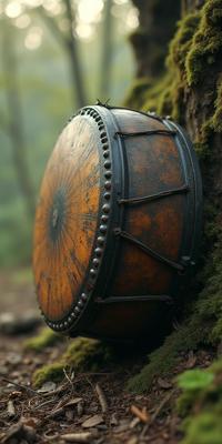 by Anne Brigman , photograph, Rule of Thirds, side view shot of a Scrumptious Mecha Soviet Shamanic drum