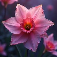 photograph, masterpiece, overhead angle of a Space Age Daffodil , it is very Substantive and Lace trimmed