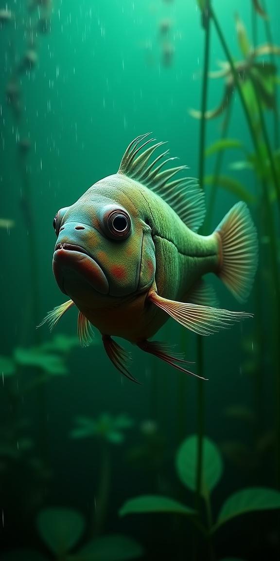 art by Aliza Razell and Louis Stettner and Mary Ellen Mark and Karen Knorr , photograph, highly detailed, establishing shot of a Brutal Anxious Parrotfish