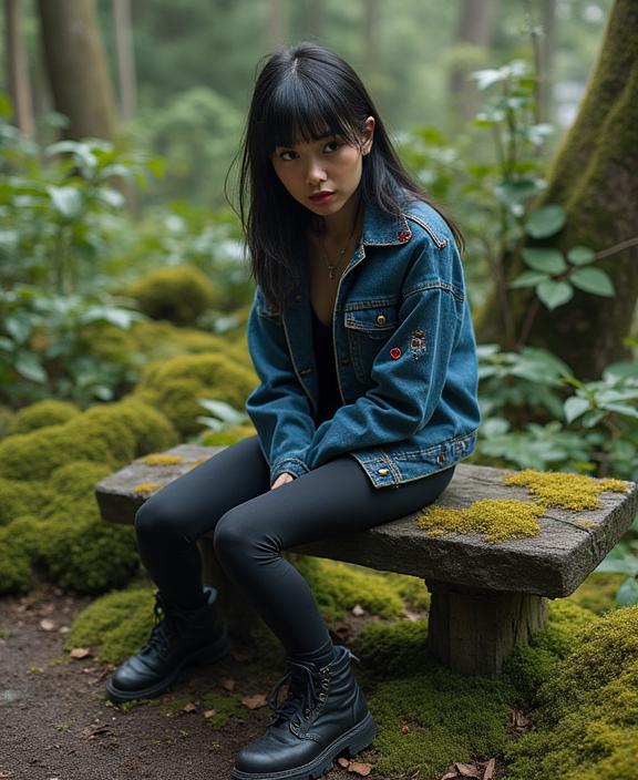 photograph, Enthralling garden with Moss, luxury, angle from above of a Dainty s beefy Ecuadorian The Terminator