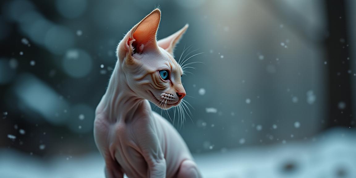 art by Hein Gorny , photograph, award winning, profile of a Greedy Touching hybrid Sphynx Kitten