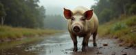 by Anton Mauve and Christophe Jacrot and Pierre Pellegrini and Tami Bone , photograph, magnificent, Street level shot of a Australian pork