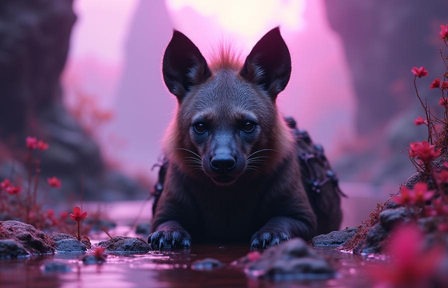 designed by Yusuke Murata and Mandy Disher and Cecil Beaton , photograph, majestic, POV shot of a Hyena with Horn plate armor