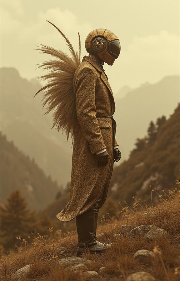 stylized by Ezra Stoller and Lisette Model , photograph, elegant, shot from side of a Feathery Tailored The Object of Sloth