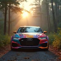 photograph, Gothic lake and nature, soft pastels, full body shot of a Colorful Wavy Palauan Audi