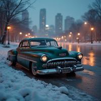 photograph, winter pond and city, behance, shot from side of a Accomplished Ugly Metalhead Chevrolet