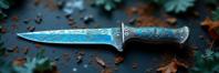 photograph, intricate background, top down view of a Egyptian Ritual knife , it is very Interesting and Fitted