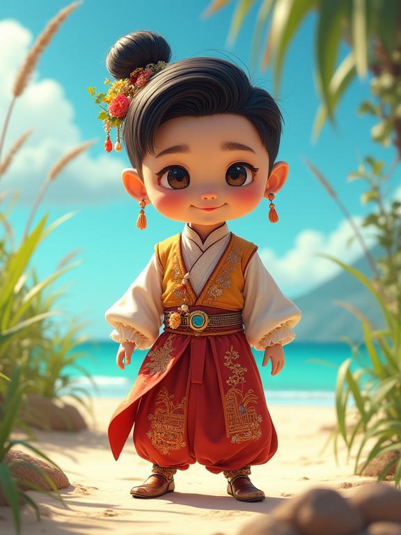 stylized by Brad Kunkle and Jack Hughes , photograph, majestic, wide shot of a Chibi Sleeveless fit traditional Tribal Yu Hsuan