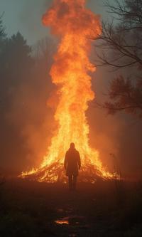 art by Eve Arnold and Brooke Shaden and Harvey Stein , photograph, majestic, knee level shot of a Domestication of fire by Humankind