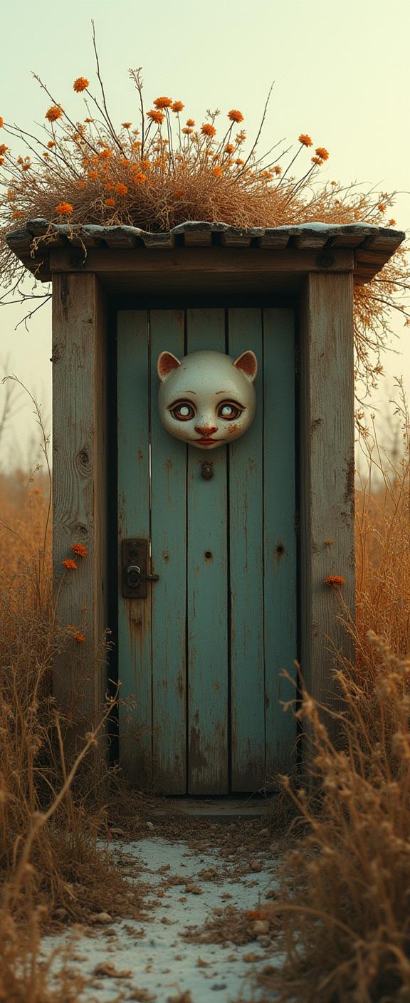 photograph, Fashwave, award winning, shot from side of a Iraqi Outhouse