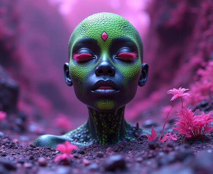 designed by Harold Edgerton , photograph, hyper detailed, ground level shot of a K pop Graceful Ethiopian Vanity