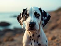 stylized by Annie Leibovitz and Ray Metzker and Subodh Gupta and Jo Ann Callis , photograph, highly detailed, aerial shot of a High fashion Granular Dalmatian Puppy