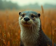 art by Gabriele Viertel and Rodney Smith and Michael Wesely and Nan Goldin , photograph, highly detailed, aerial shot of a Age of Rebellion Textile Otter