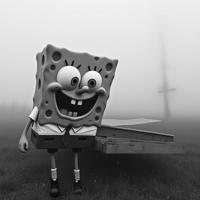 photograph, Rule of Thirds, medium wide shot of a broad shouldered Romanian Legal assistant SpongeBob SquarePants , the Male is very Supernaturalist and Basic