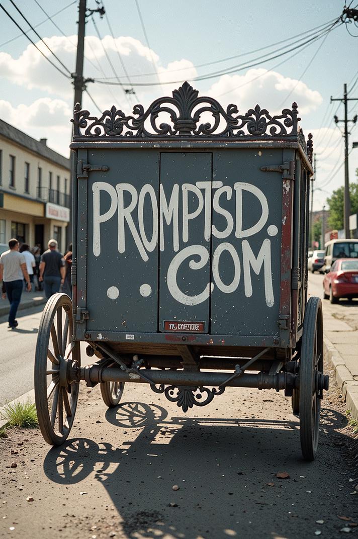 grey graffiti in a modern font PROMPTSD COM at, photograph, Animal drawn carriage Chair lift , ornate details