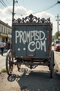 grey graffiti in a modern font PROMPTSD COM at, photograph, Animal drawn carriage Chair lift , ornate details
