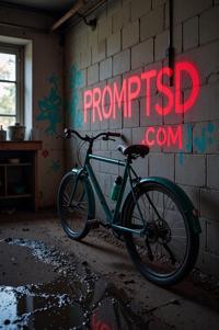 carmine graffiti in a modern font PROMPTSD COM , photograph, full of color, Bicycle