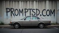 grey graffiti in a modern font PROMPTSD COM , photograph, Rule of Thirds, Sharp Car