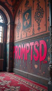 cerise graffiti in a modern font PROMPTSD COM , photograph, insane details, Exotic Radiant Hagia Sophia Nuclear power plant