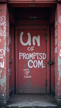 vermilion graffiti in a modern font PROMPTSD COM , photograph, Temple , it is anthropomorphic