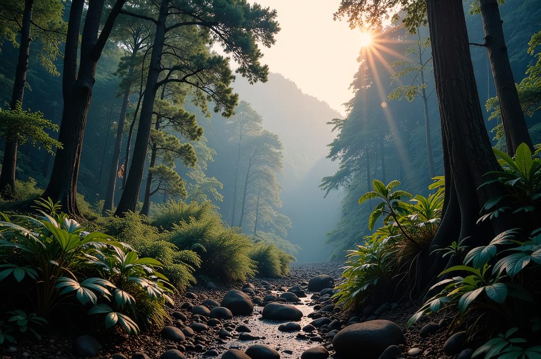 photograph, Grindhouse, landscape of a Rainforest, Proud